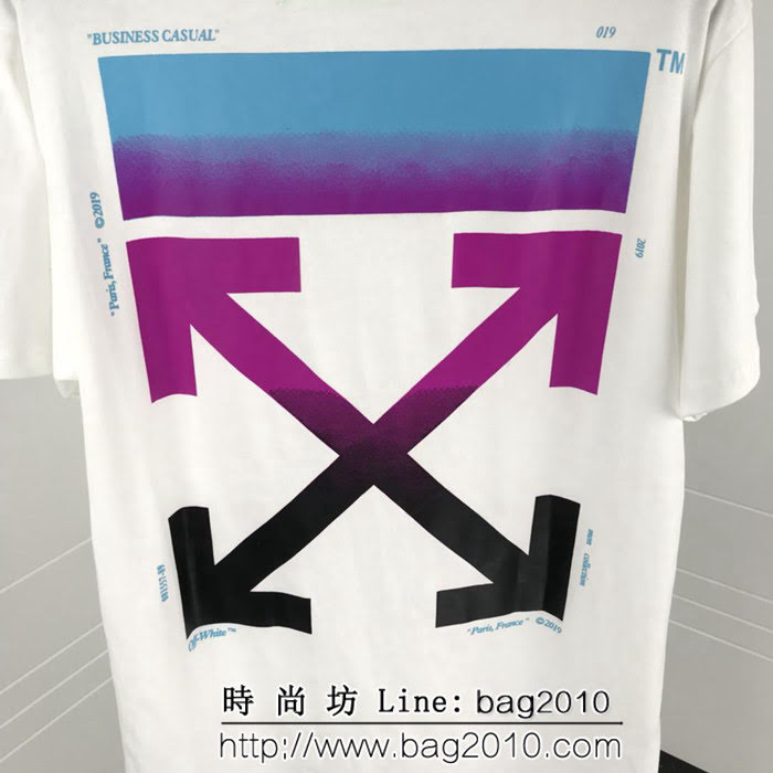 OFF-white19ss春夏新款 漸變色箭頭 精梳棉短袖 男女同款 ydi1453